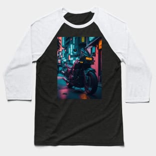 Neon Speedster: Motorcycle Majesty in a Japanese Metropolis Baseball T-Shirt